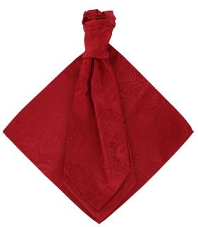 Bright Red Tonal Paisley Cravat & Pocket Square Set 