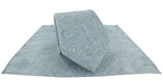 Green Complex Paisley Tie & Pocket Square Set