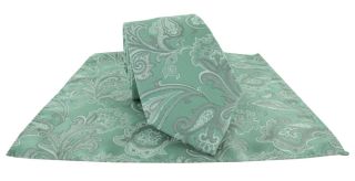 Green Vintage Paisley Tie & Pocket Square Set