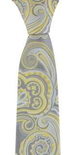 Yellow Defined Paisley Tie & Pocket Square Set