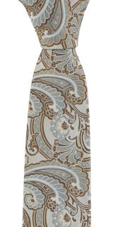Taupe & Brown Ornamental Paisley Tie & Pocket Square Set