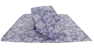 Lilac Sprawling Floral Tie & Pocket Square Set