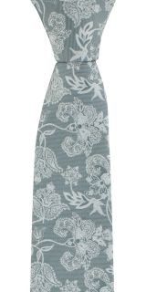Grey Sprawling Floral Tie & Pocket Square Set
