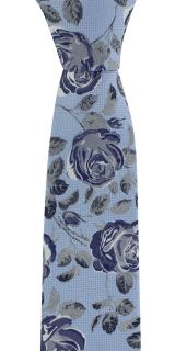 Blue & Navy Textured Rose Floral Tie & Pocket Square Set