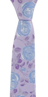 Lilac & Blue Textured Rose Floral Tie & Pocket Square Set