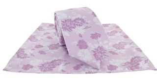 Purple Summertime Floral Tie & Pocket Square Set