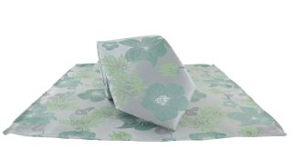 Green Oversized Floral Tie & Pocket Square Set