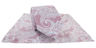 Pink Paisley Tie & Pocket Square Set