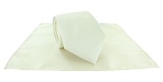 Cream Semi Tie & Pocket Square Set