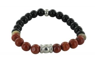 Black Agate & Red Jasper Bracelet