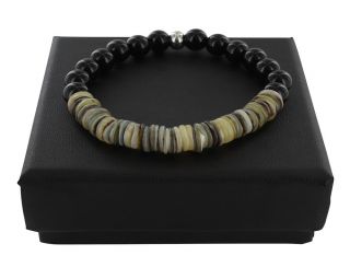 Black Agate & Smokey Mother of Pearl Bracelet