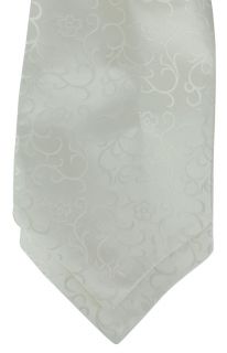 Cream Vine Floral Cravat Ruche Polyester Tie 