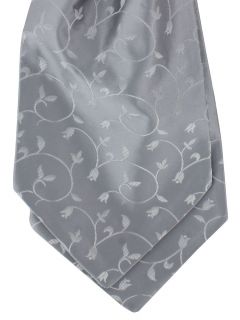 Silver Vine Floral Cravat Ruche Polyester Tie 