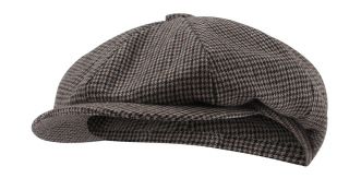 Light Grey Navy Tweed Baker Boy Hat