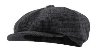 Navy Grey Tweed Check Baker Boy Hat