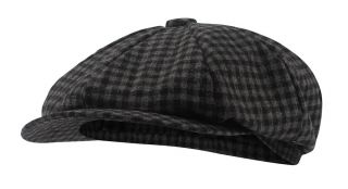 Black Grey Mini Check Baker Boy Hat