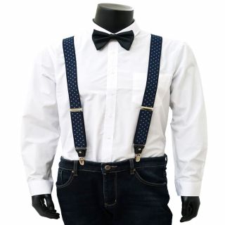 Navy with Blue Spot Adjustable Braces