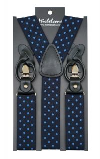 Navy with Blue Spot Adjustable Braces