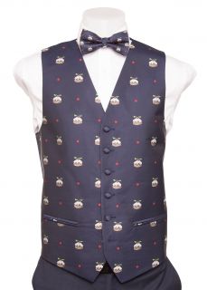 Navy Christmas Puddings Waistcoat