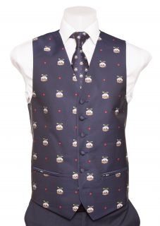 Navy Christmas Puddings Waistcoat