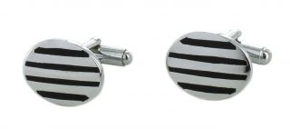 Oval Horizontal Stripes Cufflinks