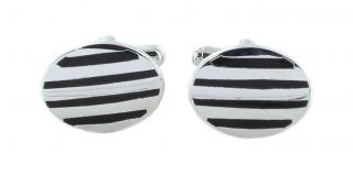 Oval Horizontal Stripes Cufflinks