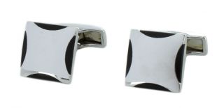 Silver and Black Square Design Cufflinks