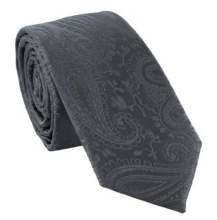 Boys Grey Tonal Paisley Tie & Pocket Square Set