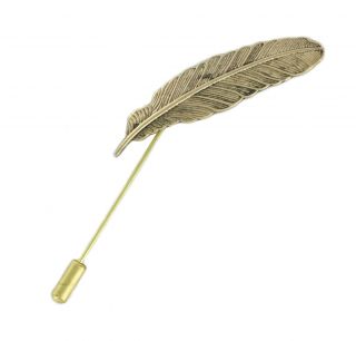 Gold Feather Lapel Pin