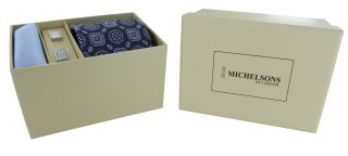 Contrast Silk Tie,  Plain Pocket & Cufflink Gift Set