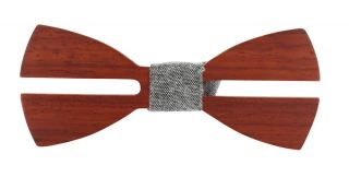 Grey Floral Wooden Bow Tie & Pocket Square Set