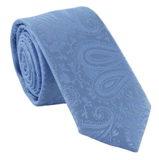 Boys Light Blue Tonal Paisley Tie & Pocket Square Set