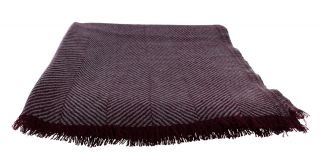 Wine & Grey Large Wool Herringbone Scarf 