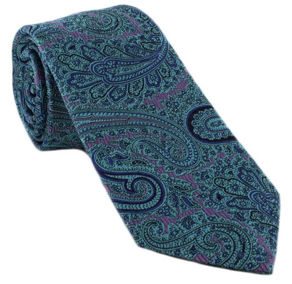 Neckwear and Accessories Haddon & Burley aqua ornate paisley silk tie ...