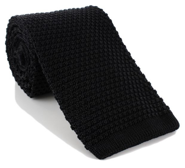 Neckwear and Accessories Black Wide Silk Knitted Tie Michelsons Michelsons