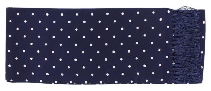 Neckwear and Accessories Navy Narrow Polka Dot Silk Scarf Michelsons Michelsons