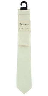 Ivory Plain Tie & Pocket Square Set