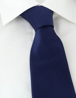 Navy Plain Tie & Pocket Square Set