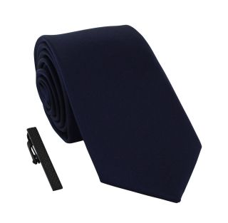 Navy Skinny Tie & Tie Clip
