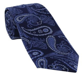 Blue Delicate Paisley Silk Tie & Pocket Square Set