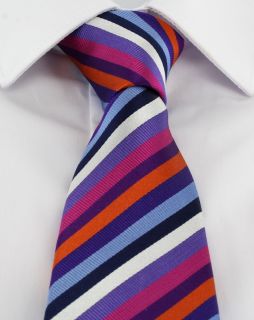 Magenta Racing Stripe Silk Tie