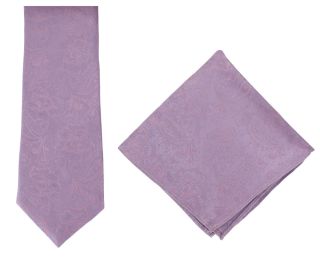 Pink Ornate Jacquard Silk Tie & Pocket Square Set