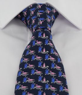Navy Ducks Silk Tie