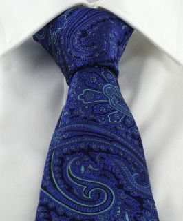 Haddon & Burley Azure Blue Ornate Paisley Silk Tie