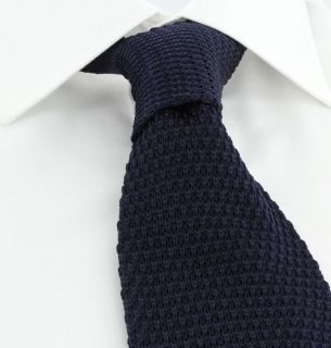 Navy Wide Silk Knitted Tie