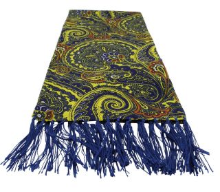 Yellow Narrow Bright Paisley Silk Scarf