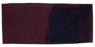 Navy Puppy Tooth Silk & Wool Backed Scarf