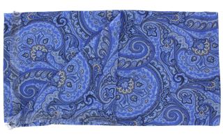 Blue Paisley Silk Scarf