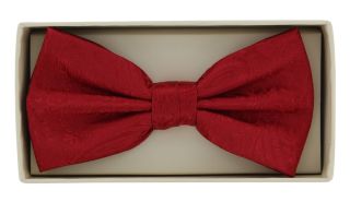Bright Red Tonal Paisley Bow Tie