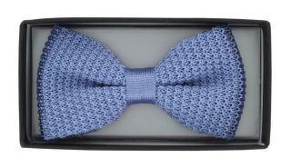 Light Blue Silk Knitted Bow Tie